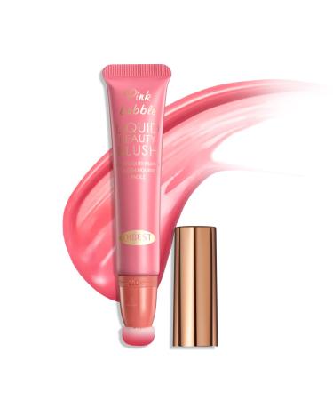 Rose Pink Liquid Blush Makeup  Beauty Wand with Cushion Applicator  Soft Cream Blush Stick for Cheeks  Dewy Finish Lightweight & Long-Wearing  Brightening for Skin Tone
