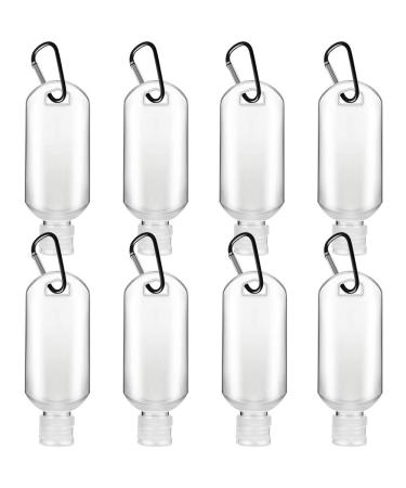 Ulife mall portable travel bottles set (8 pieces) 30 ml of empty flip-cap bottle Sleeping-safe refillable plastic vials with a carabiner keychain travel container for hand disinfectants 8 pieces-black