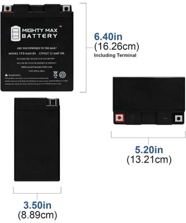 Mighty Max Battery YTX14AH 12V 12AH for Kawasaki KVF300-A Prairie 300 (1999-2002) - Reliable International Shipping - Buy Online on SooperMarket.com