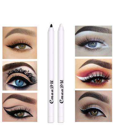 Yeweian Black White Eyeliner Pencil Set - Waterproof High Pigmented Eye Brightener Stick for Women - Matte Smooth Finish - Includes Built-in Sharpener - Buy Online on SooperMarket.com