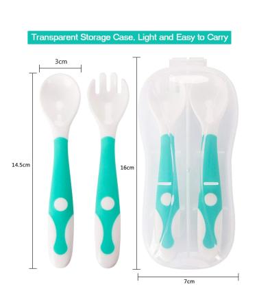 Novos Baby Utensils Set - Soft Grip Toddler Fork & Spoon with Travel Case | Perfect Feeding Learning Tool for Kids - Blue - Buy Online on SooperMarket.com
