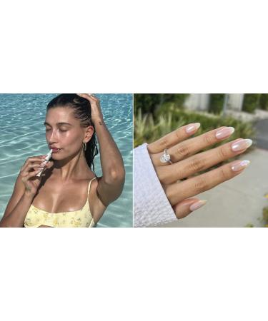 Glazed Donut Chrome Hailey Bieber Trend Press On Nails | Handmade Almond Shape 30-Piece Nail Kit - Buy Online on SooperMarket.com