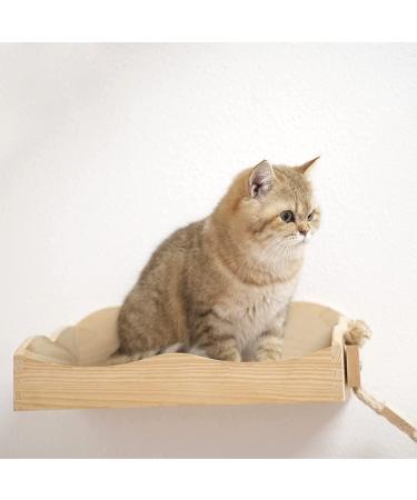 Yiotl Wall-Mounted Cat Shelf Set - Modern Solid Wood Furniture with Hammock, Climbing Bridge, and Cat Mat - Buy Online on SooperMarket.com