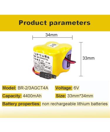 4400mAh BR-2/3AGCT4A 6V Replacement Battery for FANUC A98L-0031-0025 CNC System - Non-Rechargeable International Shipping Available - Buy Online on SooperMarket.com