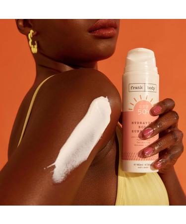 Frank Body SPF50+ Hydrating Sunscreen | Vegan Cruelty-Free | Broad Spectrum UVA & UVB Protection | Oxybenzone-Free | Hyaluronic Acid Vitamin E Aloe Vera - 4.73 fl oz - Buy Online on SooperMarket.com