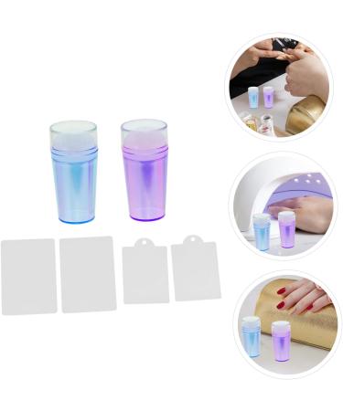 AOKWAWALIY 2 Sets Nail Stamp Nail Kits Girl Nail Art Printing Accessory Nail Art Stencils Nail Accessories Nail Pattern Printing Stamper Silica Gel Scraping Board Fully Transparent 6.5X3X3CM Purple Blue - Buy Online on SooperMarket.com