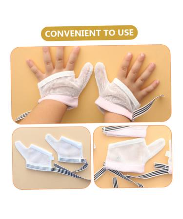 PLAFOPE 2 Pairs Anti-Eating Gloves for Kids | Thumb Protector & Hand Mittens for Nail Biting | Breathable Finger Guard | Child Nylon Gloves 11x7x0.5cm | Pink Black - Buy Online on SooperMarket.com