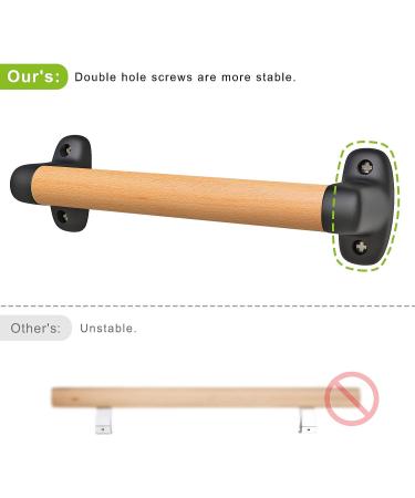 SELEWARE 12 Wood Handle Playground Safety Grab Bar - Indoor Outdoor Solid Beech Wood Handrail w/ Plastic Brackets - Buy Online on SooperMarket.com