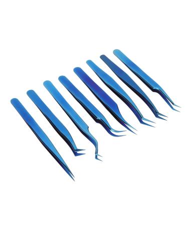 Premium 8-Part Steel Eyelash Extension Tweezers Set - Precision Fine Pointed Tools for Professionals - Buy Online on SooperMarket.com