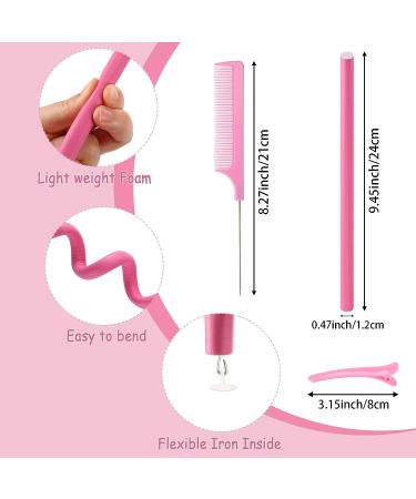 30-Piece 9.45 Flexible Curling Rods Set with SEPGLITTER Hair Twist Foam Rollers and Pintail Comb - No Heat Curlers for Girls - Pink Foam Hair Curler for Long & Short Hair - Buy Online on SooperMarket.com