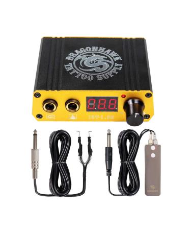 Dragonhawk LCD Dual Tattoo Machine Gun Power Supply Foot Pedal Clip Cord P077 (Golden)
