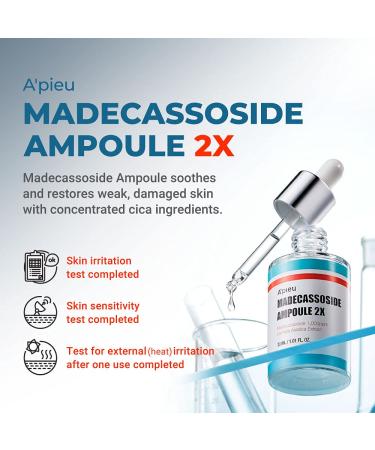 A'PIEU Madecassoside Ampoule 1.01oz (30ml) - Centella Asiatica & Madecassoside Serum for Sensitive Skin | Intensive Soothing & Deep Moisture - Buy Online on SooperMarket.com