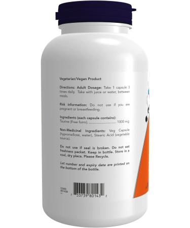 NOW L-Carnitine 1000mg 100 Tablets + Taurine 1000mg 250 Vegetarian Capsules Nutritional Supplement+ Taurine 1000mg - Buy Online on SooperMarket.com