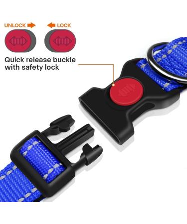 Buy Taglory Soft Padded Neoprene Dog Collar for Medium Dogs - Adjustable Reflective Dark Blue (M) | Ideal for Training & Comfort - International Shipping Available - Buy Online on SooperMarket.com