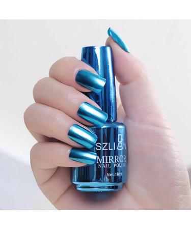 Blue Nail Polish Chrome Metal Nail Varnish Mirror Quick Dry Metallic Effect No UV Needed Nail Art Polish Chrome Nail Polish - Buy Online on SooperMarket.com