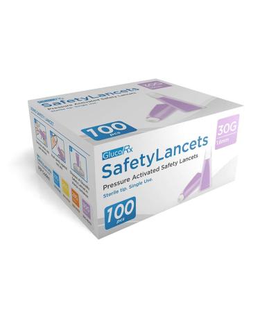 GlucoRx 30 g/1.6 mm Safety Lancets 100 Pack