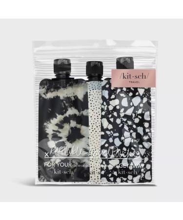 Kitsch Refillable Travel Bottles Set | Leak-Proof & TSA-Approved Toiletry Containers | 3oz Reusable Shampoo Bottles | Black & Ivory (3-Pack) - Buy Online on SooperMarket.com