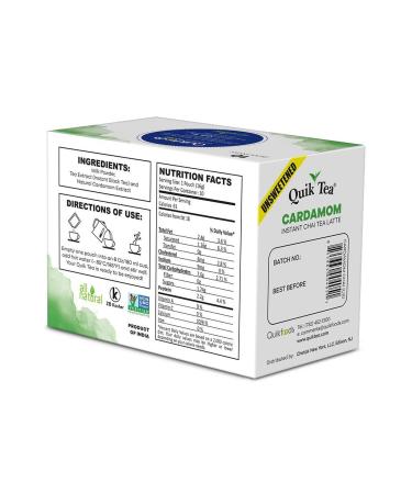QuikTea Unsweetened Cardamom Chai Tea Latte - 20 Count - All Natural Assam & Darjeeling Chai - 5.64oz (Pack of 2) - Buy Online on SooperMarket.com