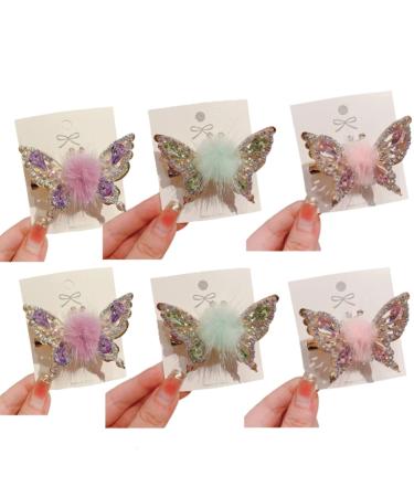 6 Pcs Flying Butterfly Hairpin  2023 New Butterfly Rhinestone Hair Clips Elegant Metal Side Clip  Moving Flying Butterfly Shiny Hair Clips Barrettes for Women Girls
