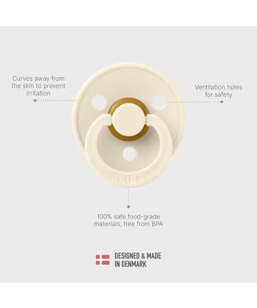 BIBS COLOUR Pacifier 2-Pack - BPA-Free Jaw-Friendly Natural Rubber Fossil Gray & Mauve 6-18 Months - Made in Denmark - Buy Online on SooperMarket.com