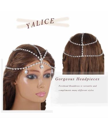 Yalice Rhinestone Layered Head Chain - Sparkly Bridal Headpieces for Women and Girls (Silver) - Buy Online on SooperMarket.com
