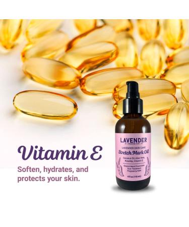 Buy Natural Lavender Body Oil - Vitamin E & Rosehip for Stretch Marks Scars | Skincare for Women Dry Skin | 4oz - International Shipping Available - Buy Online on SooperMarket.com