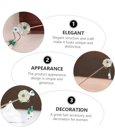 Mikinona Antique Hairpin Green Hair Clips Hanfu Girls Headwear Green Vintage Hairpin Chinese Handmade Hair Accessories Retro Chinese Stylish Clips Retro Hair Pin Copper Bride Walk - Buy Online on SooperMarket.com