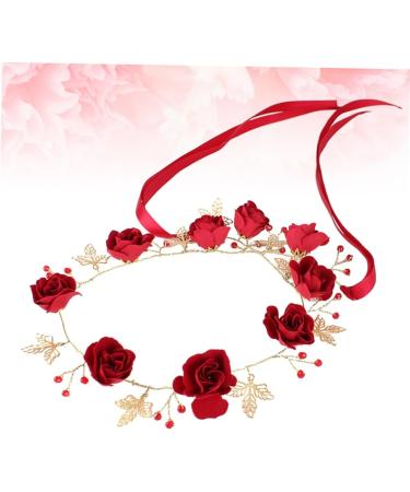 minkissy Red Headband Bridal Head Headgear Miss Nationality Accessories Red - Buy Online on SooperMarket.com
