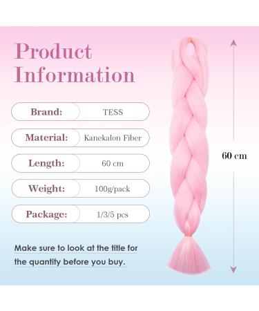 Tess Braids Extensions 60 cm - 5 Pack Jumbo Kanecalon Hair Braids for Box Braids - 100g Pink #10 - Buy Online on SooperMarket.com