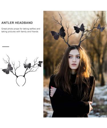 minkissy Branches Antlers Headband Halloween Horns Hairbands Animal Headband Antler Butterfly Hair Hoop Goddess Headdress Photo Prop for Halloween Cosplay Party Random Color - Buy Online on SooperMarket.com