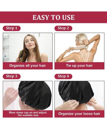 URAQT Satin Sleep Cap 2 Pack - Large Night Head Cover for Women - Soft & Comfortable Sleep Bonnet - Breathable Hair Cap for Long Curly Hair - Best for Night Sleep - Buy Online on SooperMarket.com