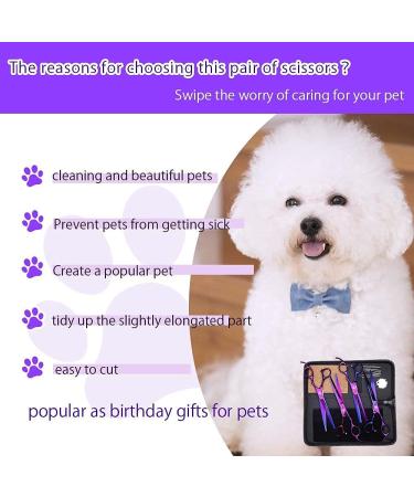 Purple Dragon Professional 7.0 inch 4PCS Pet Grooming Scissors Kit - Premium Japan Steel Straight & Curved Blades with Case - Dog Hair Cutting Shears Set in Electroplating Purple - Buy Online on SooperMarket.com