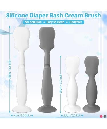 4 Pack Soft Silicone Baby Diaper Cream Spatula Applicator Set - Mini Rash Cream Brush for Newborns (White Gray) - Buy Online on SooperMarket.com