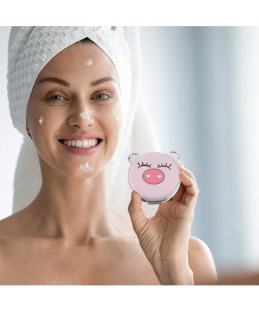 Minkissy Double-Sided Handheld Pig Compact Makeup Mirror for Women Girls - Travel and Bag Handbag Mirror - Creative and Stylish (Style 2) - Buy Online on SooperMarket.com