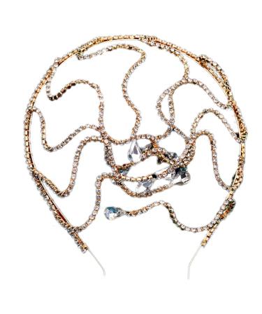 JSGHGDF Crystal Bridal Headband Wedding MedusaHeadband Snake RhinestoneSnake Headband Snake HeadChain MedusaCrown Headpiece Gold