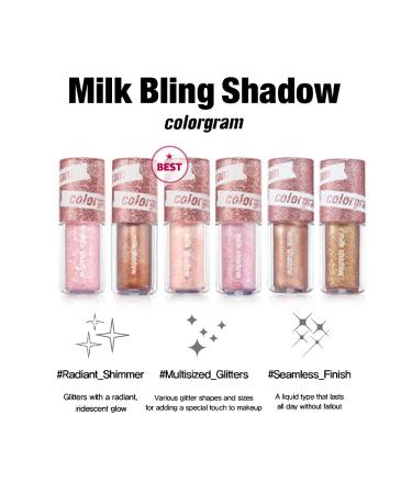 COLORGRAM Milk Bling Shadow 02 Opal Flash | Liquid Glitter Eyeshadow 3.2g - Long-Lasting Shimmer for Daily Makeup - Buy Online on SooperMarket.com