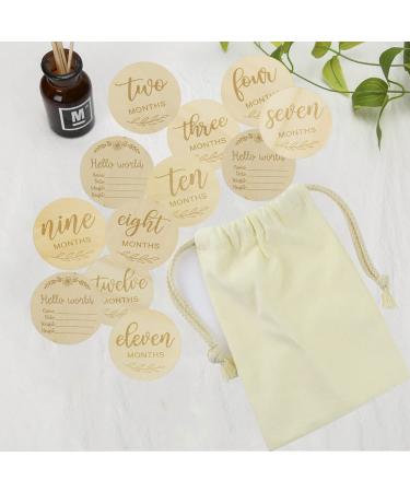 Wooden Baby Milestone Cards - 12-Piece Pregnancy & Monthly Gift Set for Expectant Mothers - Buy Online on SooperMarket.com