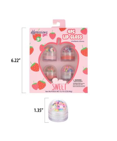 Expressions Girl 4pc Lip Gloss Set | Berry Sweet Fruity Flavored Safe Non-Toxic Confetti Lip Gloss Gift for Girls - International Shipping Available - Buy Online on SooperMarket.com
