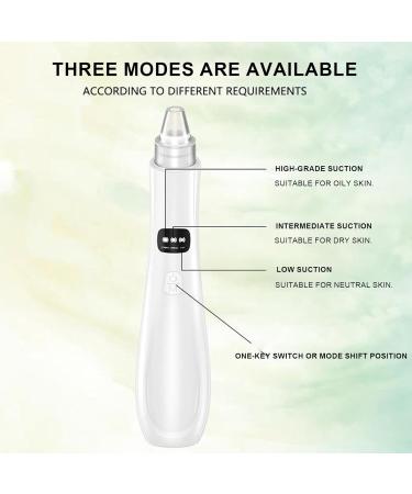 Blackhead Extractor Blackhead Remover Skin Tag Removal Kit with 5 Probes Pore Extractor Portable Pimple Extractor Rechargeable USB Port 3 Speeds Control for Women and Men White - Buy Online on SooperMarket.com