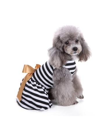 Petcute dog dress pet little dog clothes dog summer dress pet dog dress beautiful flower pet clothing Elegant Bowknot puppy skirt dog princess clothing tutu wedding lace dress xs black and white stripes