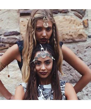 Missgrace Bohemian Vintage Silver Headband with Tassels & Pearls for Women and Girls - Buy Online on SooperMarket.com