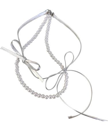 OralGos Elegant Adjustable Double Layer Choker Necklace - Stylish Silver Leather Bow Chain Jewelry for Women & Girls - Buy Online on SooperMarket.com
