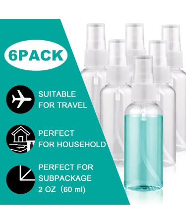 MEKK 2oz Mini Travel Spray Bottles - 6 Pack Fine Mist Clear Bottles for Cleaning Solutions - Buy Online on SooperMarket.com