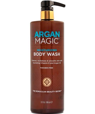 Argan Magic Cleansing Body Wash - Gently Cleanses  Revitalizes & Smooths Skin | Enriched with Argan Oil  Sweet Almond Oil & Vitamin E | Made in USA | Paraben Free | Cruelty Free (32 oz / 946 ml)