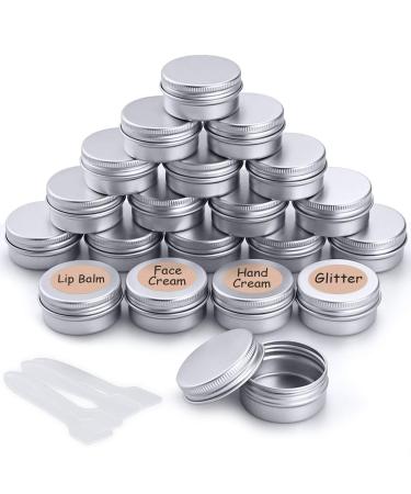 20 pieces aluminum empty jars round travel cream jar for cream lotion masks cosmetics nail art (20 ml) (silver)