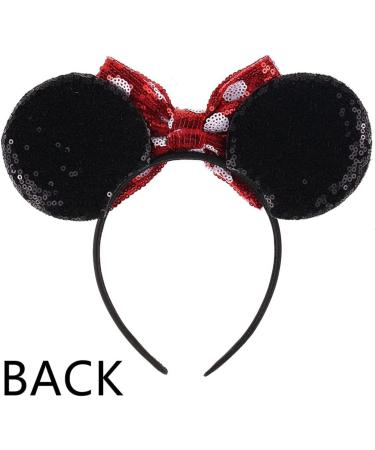 Mouse Ears Bow Headbands Shiny Bows Glitter Party Decoration Cosplay Costume for Kids Girls Women Princess Party Decorations Cosplay (Black+Red)) 3 - Buy Online on SooperMarket.com