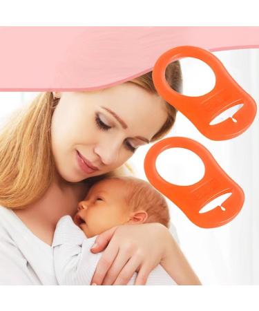 Silicone Dummy Clips Adapter - 2 Pcs Button Ring Pacifier Clip Adapter - Orange - Buy Online on SooperMarket.com
