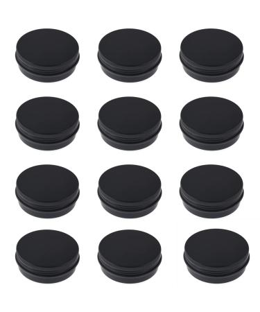 ZHIYE 12 Pcs Aluminium Screw Pots 60ml Empty Black Cosmetics Container Tin Balm Make Up Jar