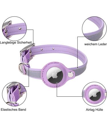 Buy Mouyou Airtag Cat Neck Band - Leather Adjustable Airtag Collar for Cats & Dogs (28-37cm) - Purple with Safety Clasp & Holder - Buy Online on SooperMarket.com