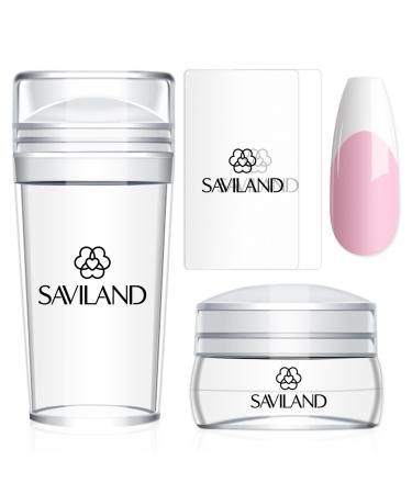Saviland French Tip Nail Stamp - 4PCS Nail Art Stamper Kit Clear Silicone Nail Stamping Long & Short Jelly Stamper for Nails with Scrapers Nail Stamper Kit for French Manicure Home DIY Nail Salon 1A-4PCS Clear Nail Art Stamper